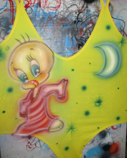 sleepy tweety leotard ⋆˚࿔♫⋆˚࿔